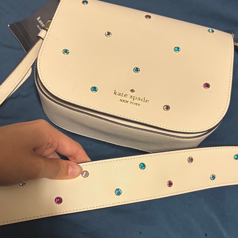 Kate Spade White Multicolor Studded Crossbody Bag - Picture 8 of 8